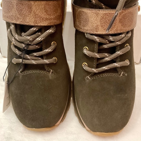 Coach Fatigue Leather Suede and Signature Canvas Ankle Booties Sz 6B - Picture 4 of 14